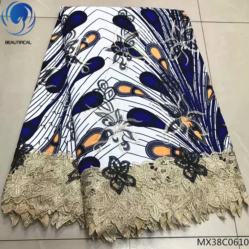 

BEAUTIFICAL wax tissu africain nigerian wax ankara 6yards/lot new products african ankara fabric with water soluble MX38C06