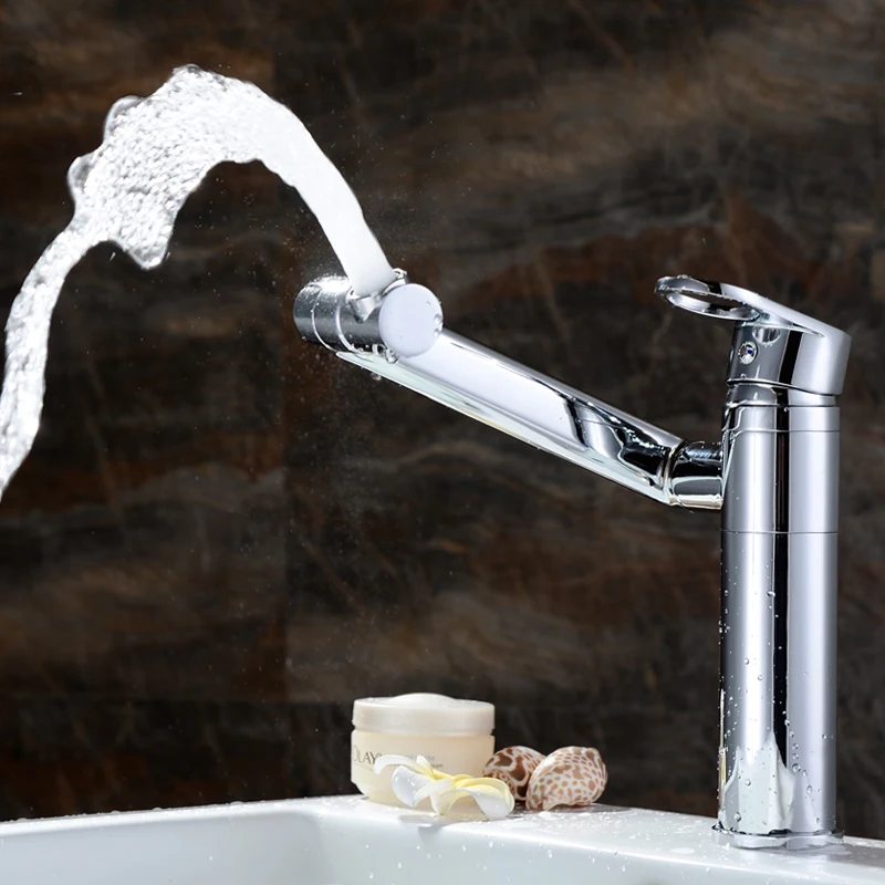 Bathroom Basin Faucet Chromed Polished Brass Basin Mixer Tap 360 degree