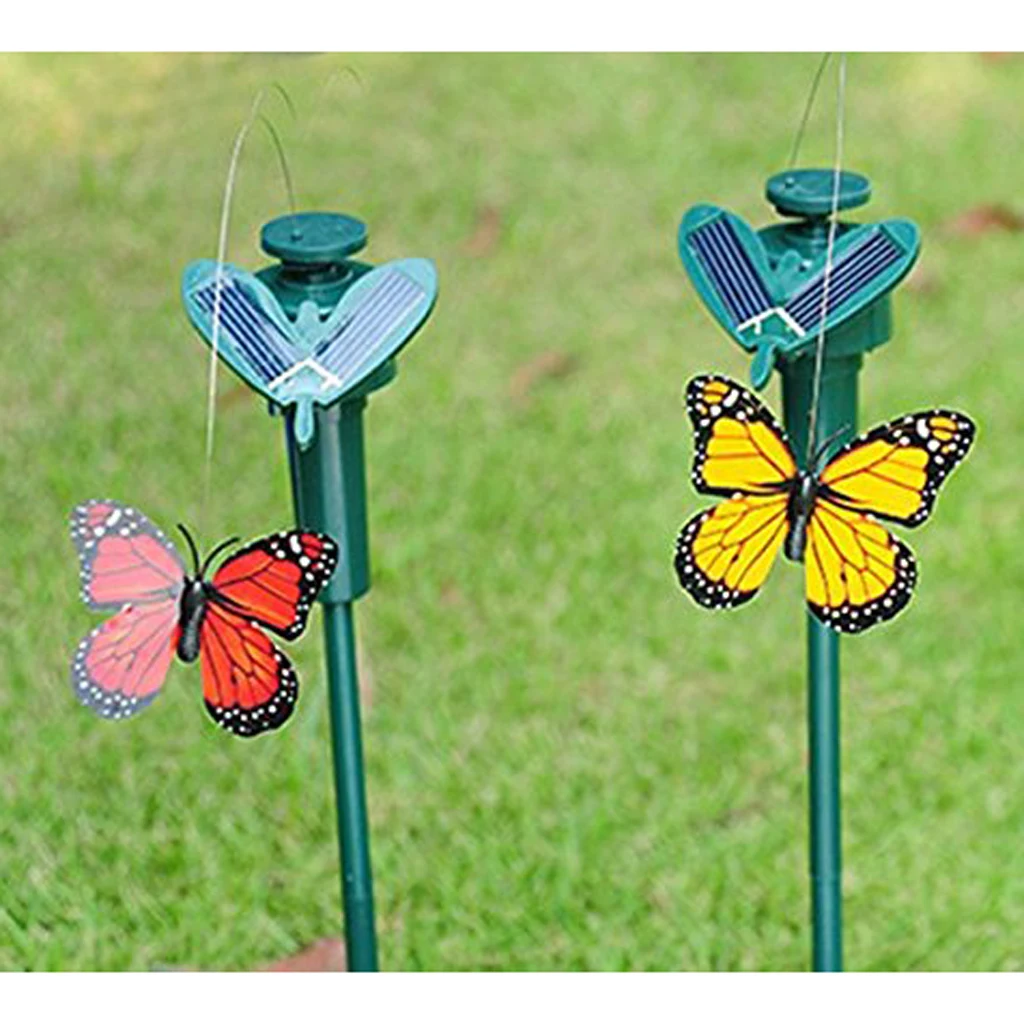 5 Types Solar Powered Garden Decor Dancing Flickering Butterfly Stake Bird Flowers Garden Decor