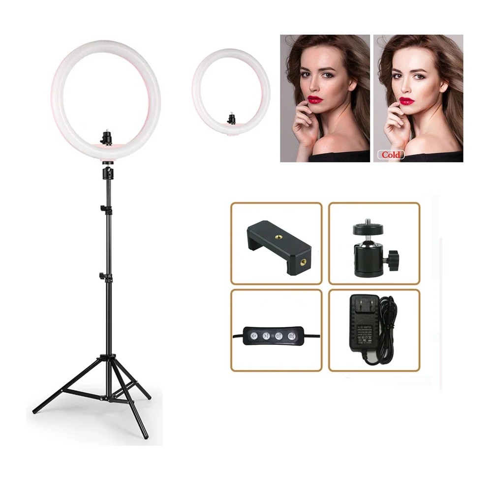 

12" LED Ring 24W 5500K Dimmable Camera Light For Camera Photo/Studio/Phone/Video Light Lamp with Tripod Stand
