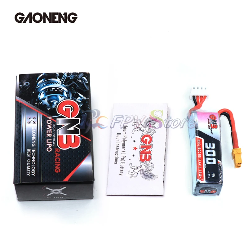 2 шт Gaoneng GNB 300mah 11,4 V 80C/160C HV LipoBattery с разъемом XT30 для BETAFPV Beta75X 3S Beta65X 2S Whoop дроны