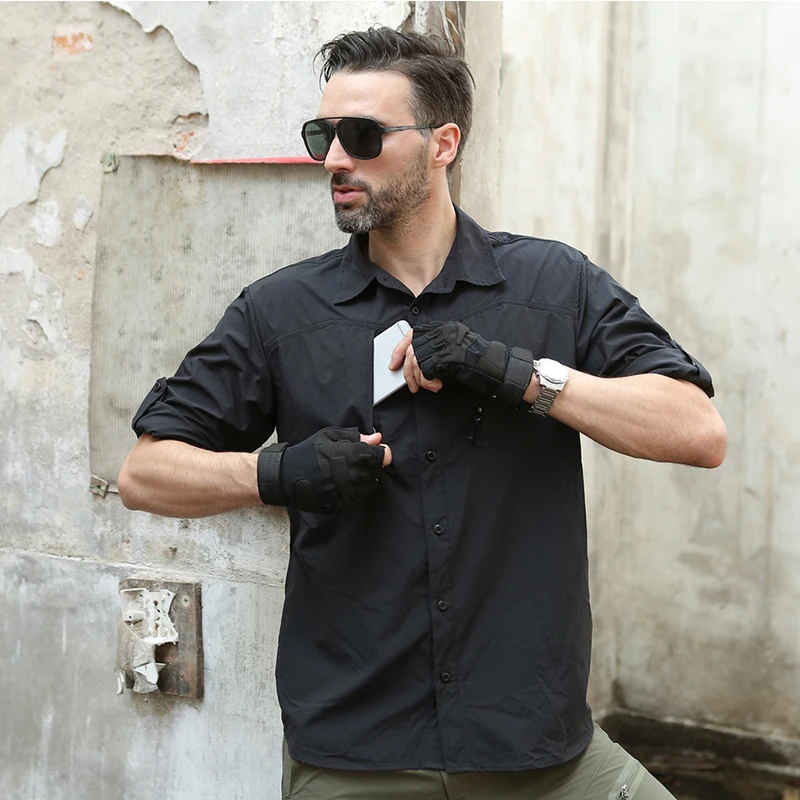 Мужская рубашка Военные быстросохнущие рубашки мужская тактическая одежда походные рубашки с длинными рукавами Кардиган Топы