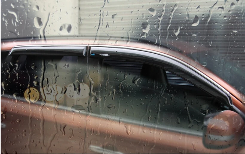 

Chromes stripe Window Visor Sun Rain Deflector Guards For 2013-2016 Mitsubishi Outlander