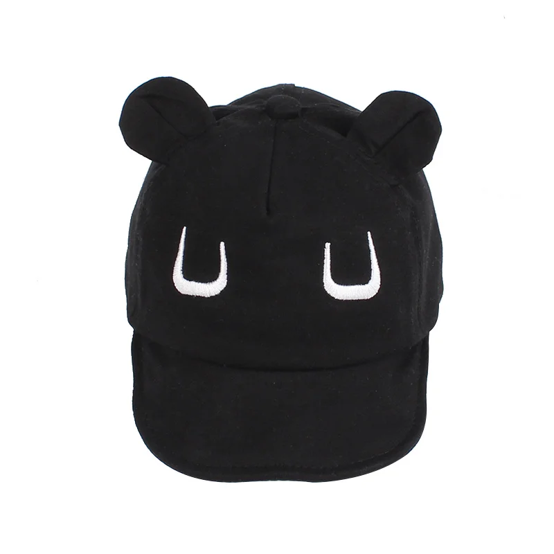 Soft Baby Baseball Cap Bear Ears Baby Hat  Cotton Autumn Infant Cap For Boys Girl Solid Cartoon Sun Hat Black Pink Gray Kids Cap (8)