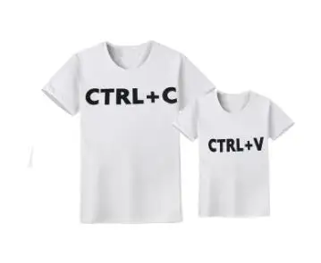 Семейные комплекты CTRL C+ CTRL V футболки для папы и сына семейная Одежда для мальчиков одинаковые комплекты для семьи - Цвет: White