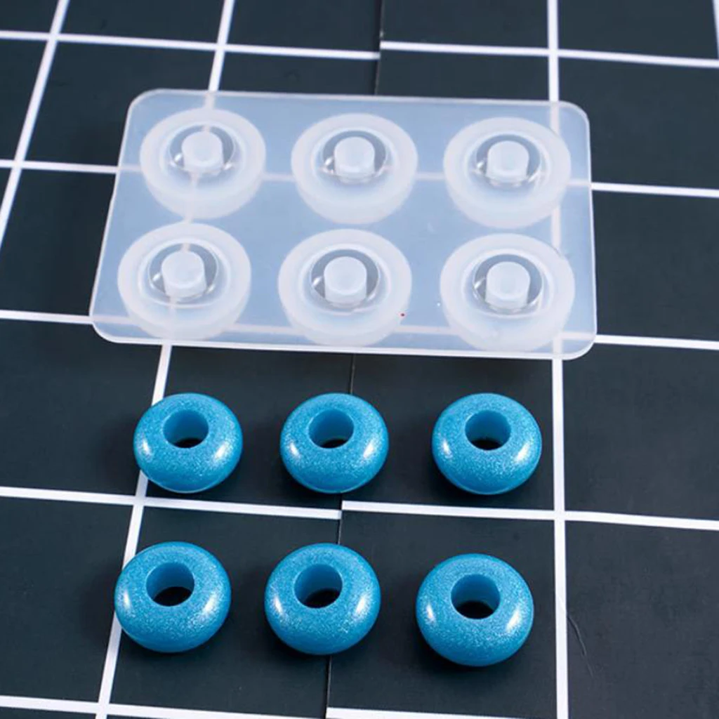 4 Sets Resin Casting Molds, Silicone Resin Jewelry Mold Making Large Hole European Spacer Beads DIY Mold - 2 Styles & Sizes
