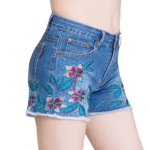 Новые джинсовые шорты с вышивкой женские летние модные джинсовые шорты летние пляжные мини горячие шорты