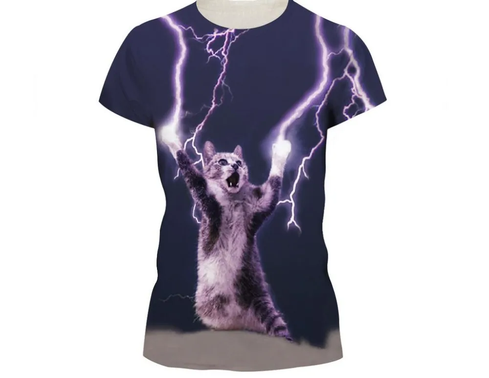 

Summer Women T-shirt Hip Hop Purple lightning cat 3d Print Skulls Harajuku Men T shirt Short sleeve Causal Tees Tops