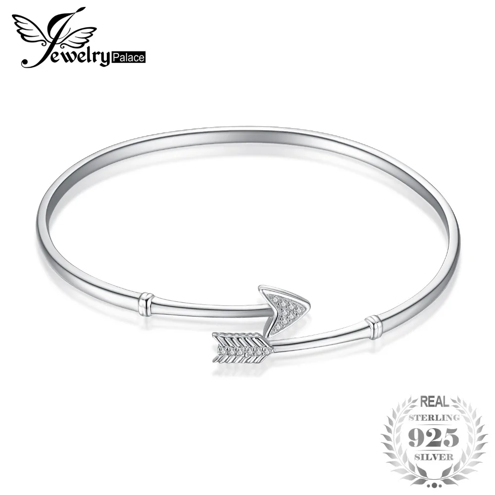 

JewelryPalace 925 Sterling Silver Cupid's Arrow Cubic Zirconia Adjustable Cuff Bracelet New Fashion Silver Jewelry For Women