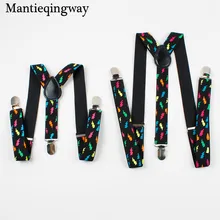 Mantieqingway подтяжки для родителей для женщин и мужчин Модная красочная печатная Подвеска для детей 3 зажима регулируемые подтяжки ремень