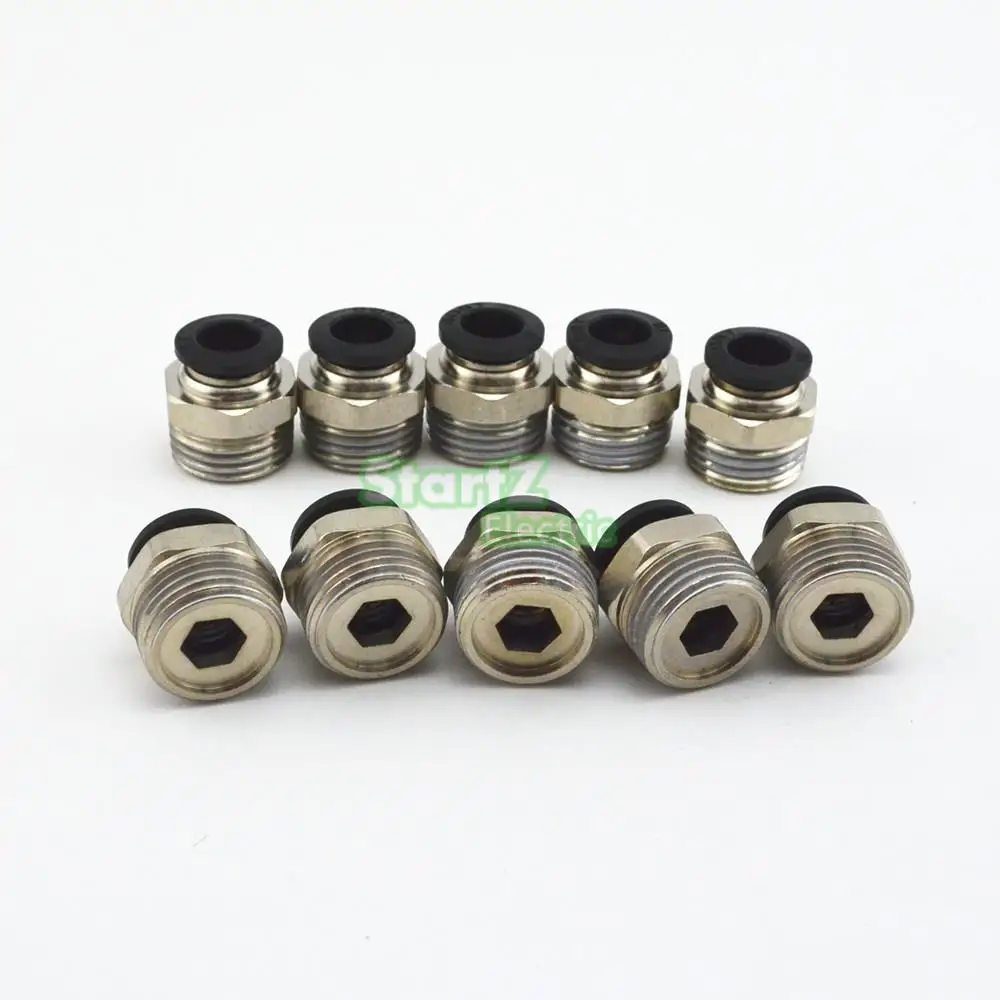 

10PcsHigh quality 10mm to 1/2'' Thread Male Straight Pneumatic Tube Push In Quick Connect Fittings Pipe