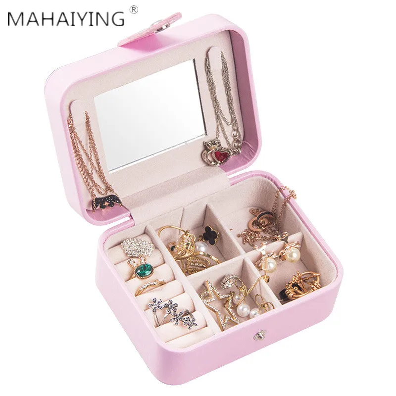 

Leather Jewelry Box Manufacturers Supply Portable Single-layer Small Leather Jewelry Storage Box Travel Makeup Box 2019 New