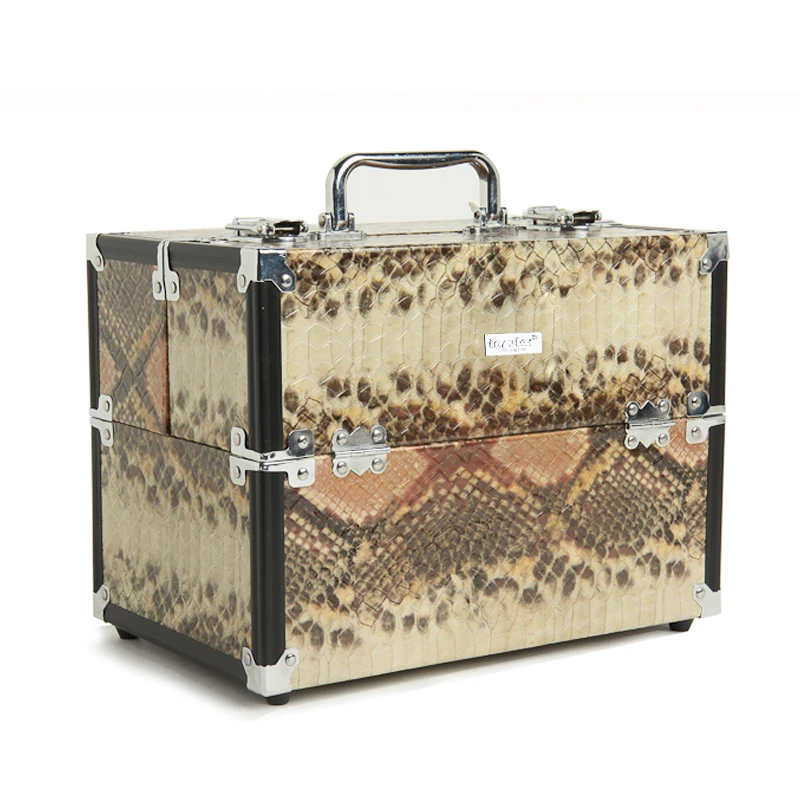 Corocodile Crocodile En cirrus python rose Black De Marque Aluminium Cas Insulaires Cosmétique Maquillage Sac 0wnOPk