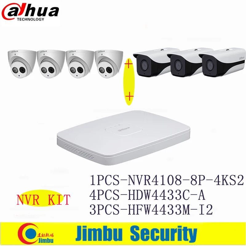 

Dahua NVR Kit 1pcs Video Recorder NVR4108-8P-4KS2 & IP Camera 4pcs IPC-HDW4433C-A&3pcsIPC-HFW4433M-I2 CCTV Camera DVR K