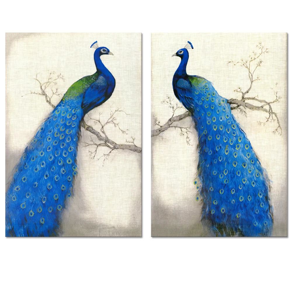 Visual Art Decor Elegant Peacock Canvas Prints Home Wall Decoration No Frame Peacock Painting