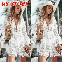 Женский летний купальный костюм, кружевное вязаное бикини, купальник, накидка, Пляжное Платье