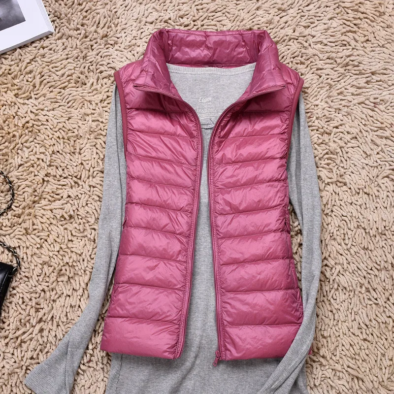 Beste Sanishroly 2018 Nieuwe Herfst Vrouwen Ultra Light Down Vest Witte Eend Down Jas Parka Dames Mouwloos Vest Plus Size 3XL s275