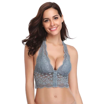 

Long Section No Rims Gray Underwear Ladies Front Multi-Breasted Lace Beauty Back Thin Bra