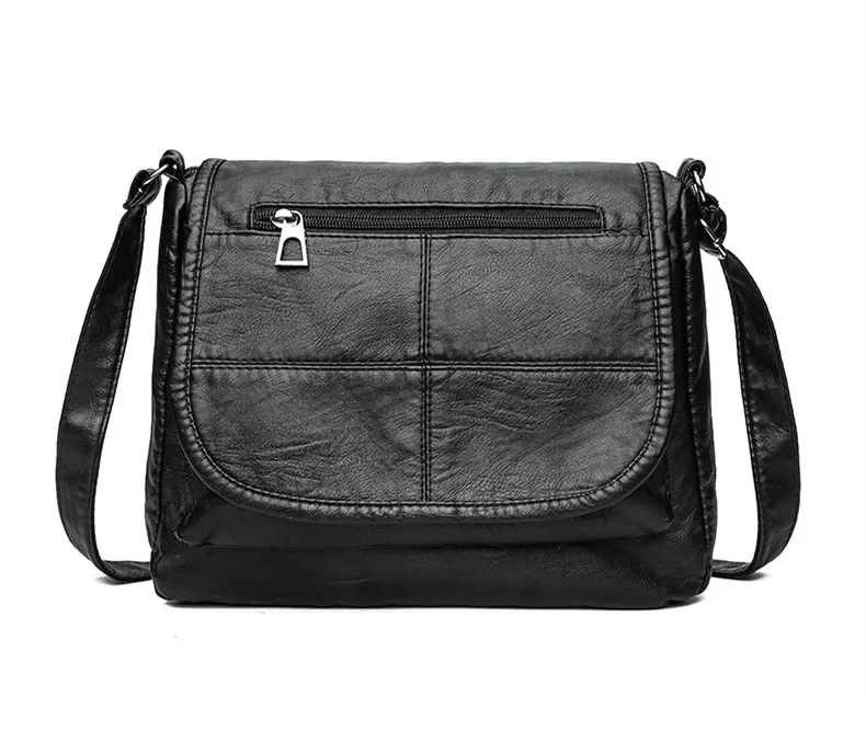 CmetNi брендовые мягкие Промытые кожаные сумки через плечо Маленькая квадратная черная сумка через плечо для женщин