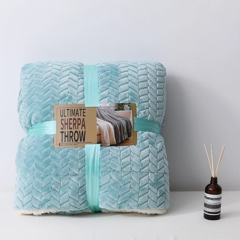 

soft weighted Rasche berber Fleece blanket for bed winter office sofa throw solid hotel travel blankets adult Bedspread quilt