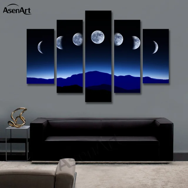 48 Panel Dark Moon Picture Mountain Night Landscape Painting For Simple Bedroom Canvas Prints 48 Panel Dark Moon Picture Mountain Night Landscape Painting For Simple Bedroom Canvas Prints