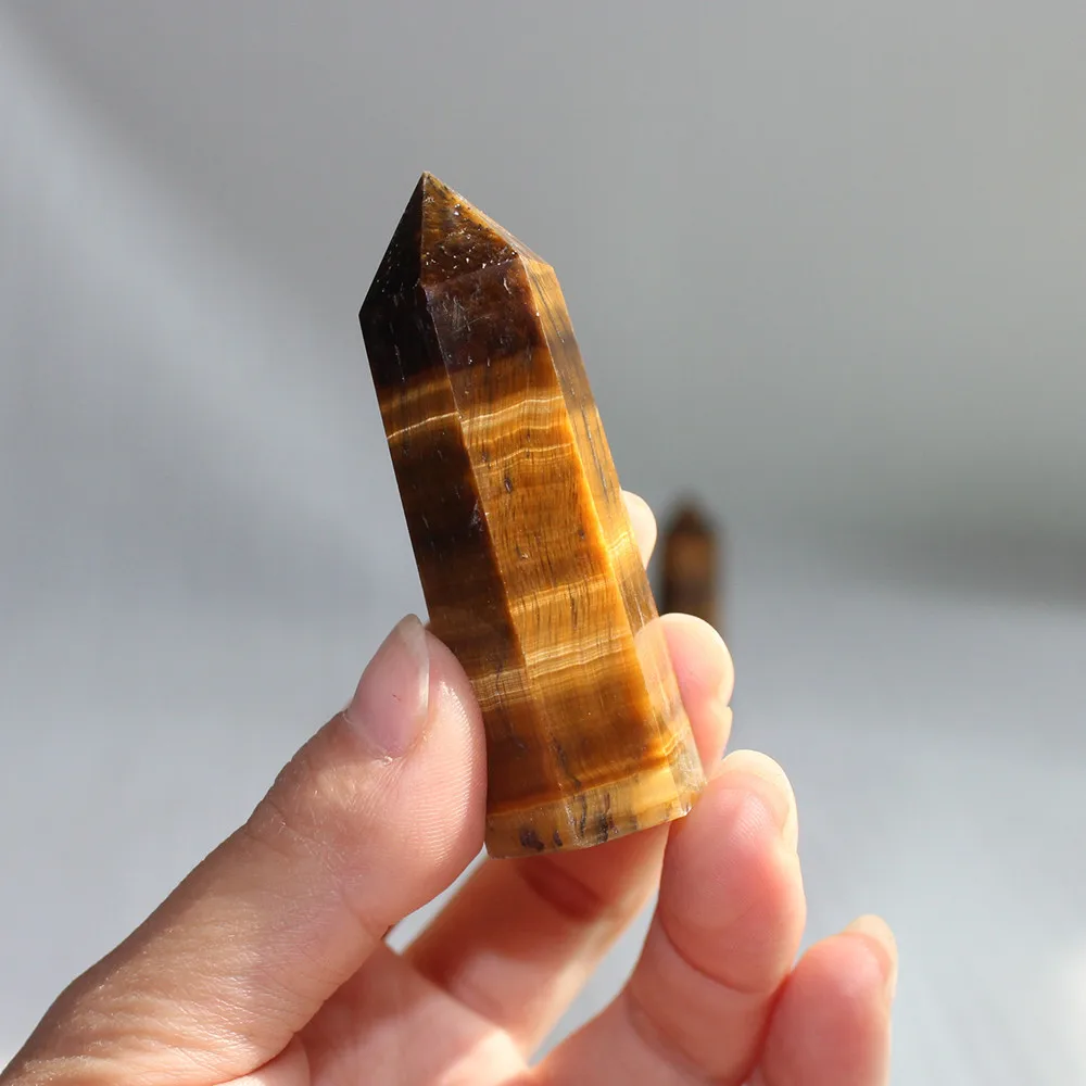 tiger eye Натуральные Кристаллы из различных материалов, обработанный камень, кварцевый шестиугольная призма, Хрустальная колонна, украшение для подарков - Цвет: tiger eye