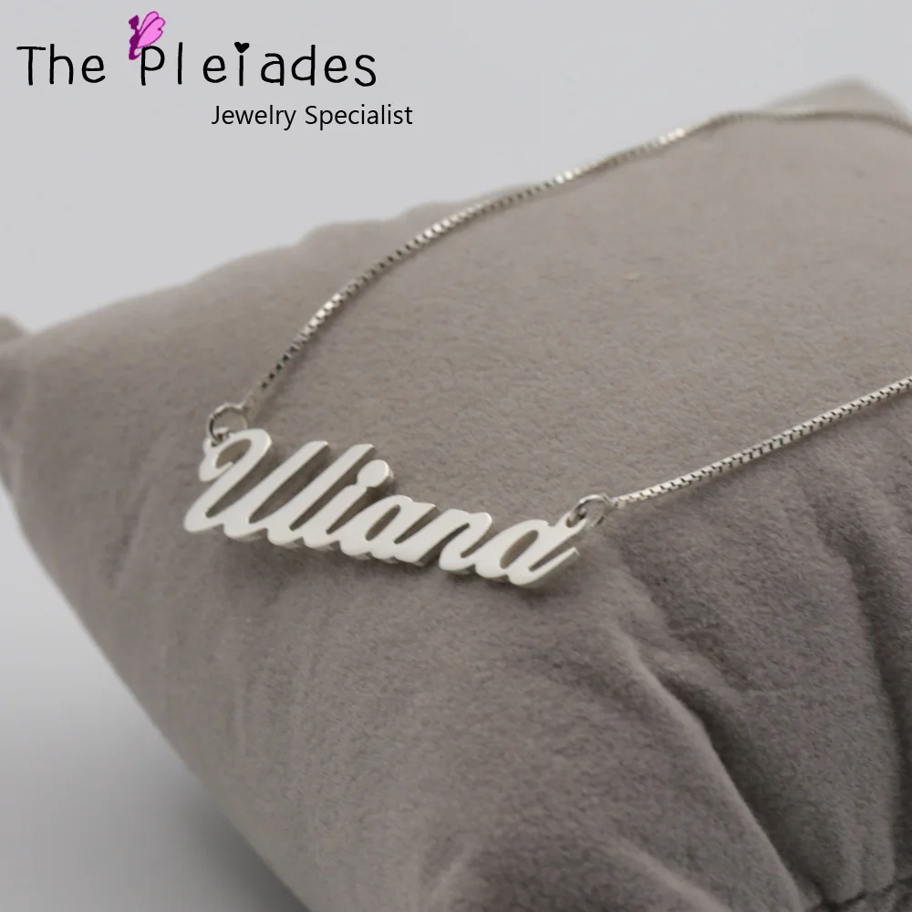 

Custom Name Necklace 925 Sterling Silver Name Pendent with Box Chain Personalized Necklace