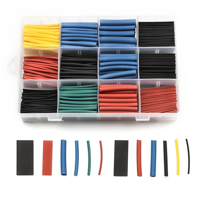 

560pcs 45mm 12 Sizes 5 Colors Polyolefin Heat Shrink Tube Set Insulation Assortment Electronic PE Cable Sleeve Kit With Box