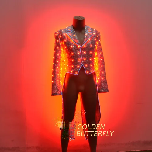 2017 модный светодиодный смокинг swalloveltail светящиеся костюмы платья LED одежда для