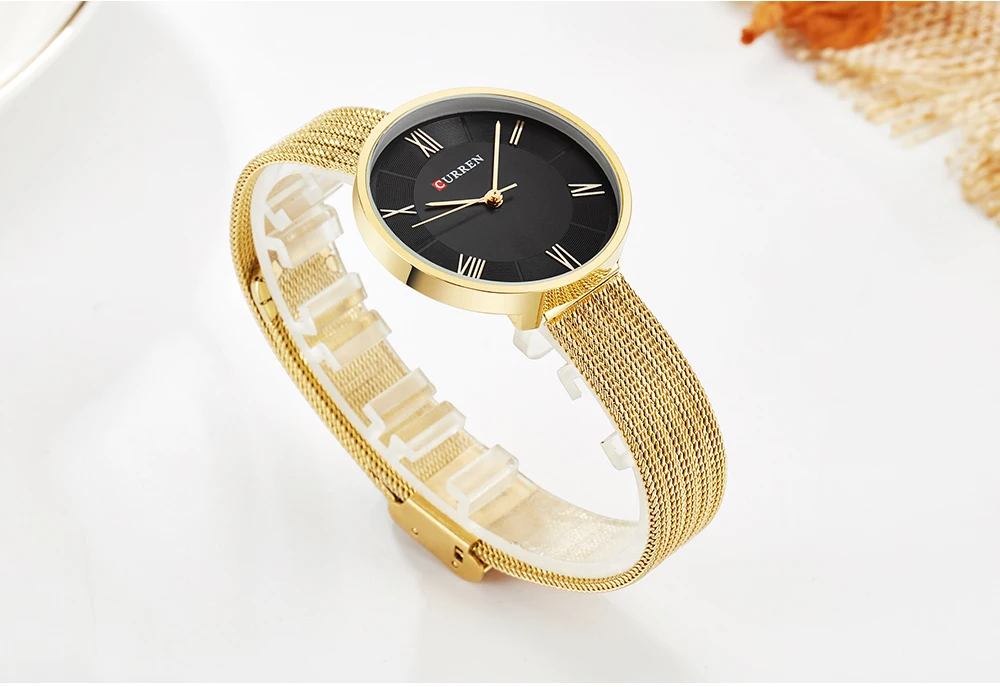 CURREN женские часы Новые кварцевые Топ брендовые Роскошные модные часы браслет сетка золотые женские наручные часы 9020
