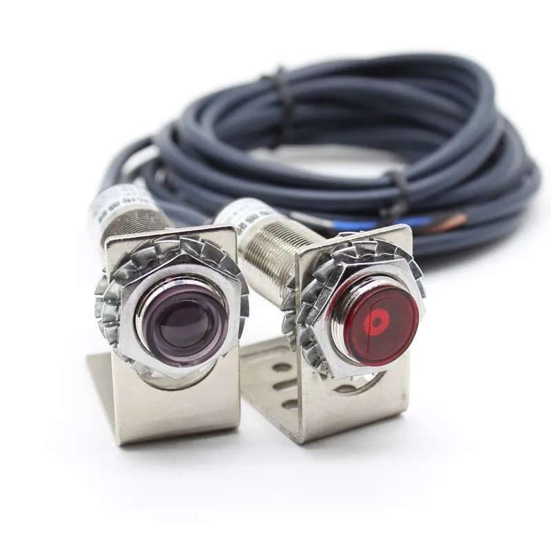 

M12 M18 Laser Sensor Infrared Thru-beam Photoelectric Switch 20 Meters Adjustable 6-36VDC IP67 200mA NPN /PNP NO /NC 12V 24V