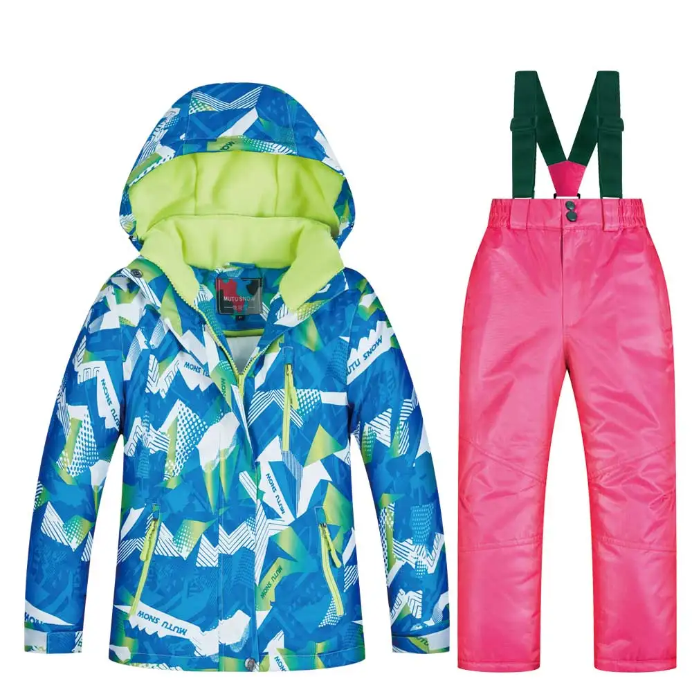 Новейший детский лыжный костюм детская одежда зимняя ветрозащитная лыжная куртка+ штаны, детская зимняя одежда для девочек верхняя одежда для мальчиков - Цвет: LQPRT PINK