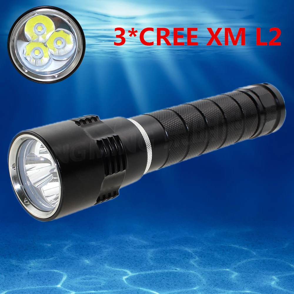 2016 New Underwater powerful led Diving Flashlight 4000 lumen 3 x CREE XM L2 LED Lamp Waterproof