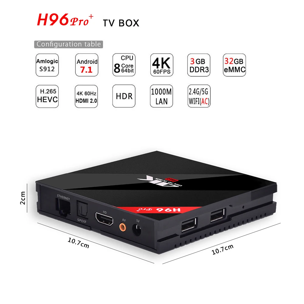 H96 Pro+ HDMI tv 4K видео коробка HD медиаплеер 2G/3G+ 16G 3G+ 32G Восьмиядерный Android 7,1 Bluetooth 4,1 5G WiFi iOS телефонный адаптер