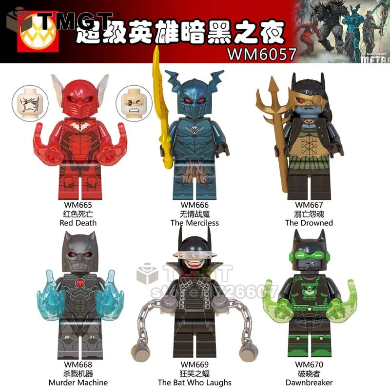

6PCS/Set DC s Dark Night Metal Dark Knights The Bat Who Laughs The Drowned Building Block Toys for children gifts