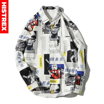 

HISTREX Shirts Men Japanese Style Ukiyo E Cartoon Kanji Long Sleeve Shirts 2019 Hip Hop Casual Streetwear Fashion Tops H12LVI#