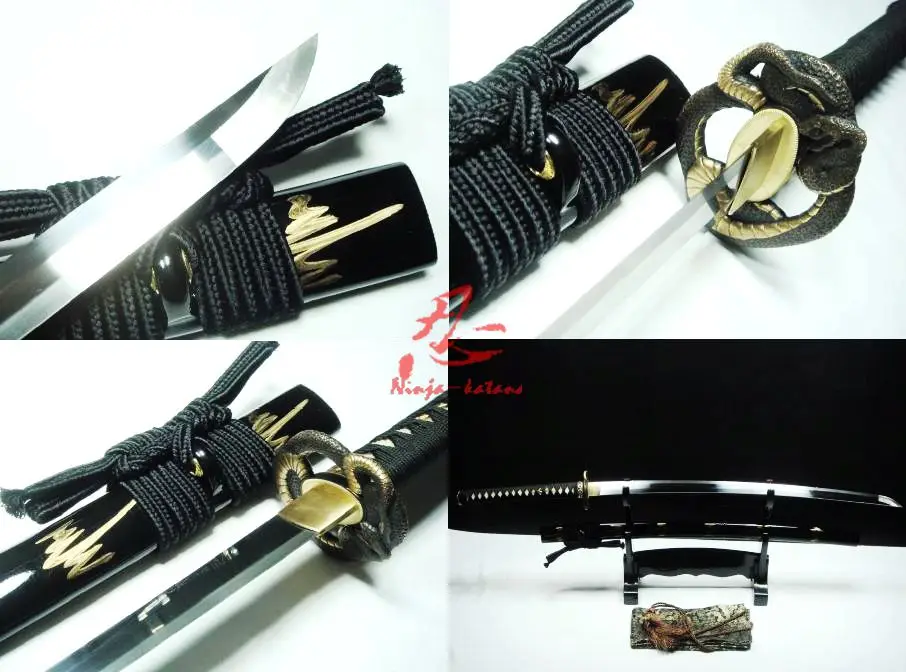 

Battle ready japanese samurai katana snake tsuba 9260 spring steel sharpened