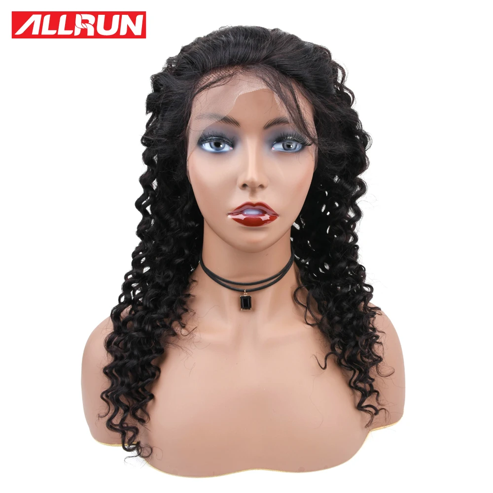 Allrun 13*4 Lace Front Human Hair Wigs Malaysia Deep Wave Short Lace