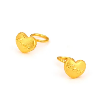 

Pure 999 24K Yellow Gold Stud Earrings Women Lover Loving Heart Stud Earrings 1.2-1.5g