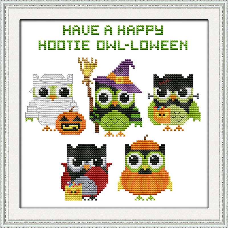 

Interesting Halloween Embroidery Floss Wall Decoration Needlework Patterns Cross Stitch cartoon Needlework Set count stitch DIY