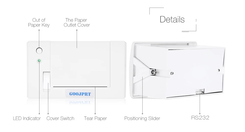 GOOJPRT QR701 мини 58 мм встроенный чековый термопринтер RS232/ttl мини встроенный чековый термопринтер ESC/POS принт