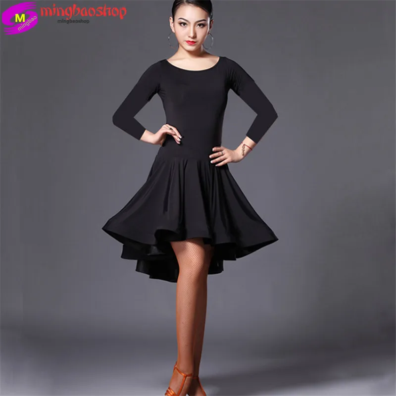 

Latin Dance Skirt Woman Practice Dress 2018 Performance Red Black Rumba Cha Dresses