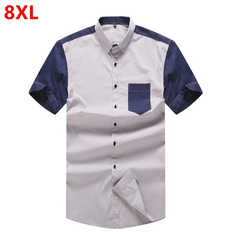 

Plus size men's big size shirt summer new half-sleeves plus fertilizer to increase casual short-sleeved shirt 8XL 7XL 6XL