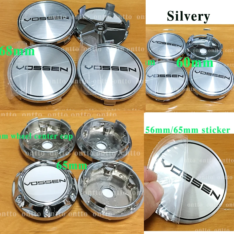 

4PC Auto Decal silvery 68mm 65mm 60MM wheel center cap For VOSSEN Sticker Emblem Badge 56mm 65mm Wheel Covers Hub Caps Sticker