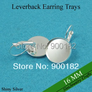 

16mm Shiny Silver Earring Trays, Bezel Earring Tray Settings, French Earring Earwire with Tray Inner 16mm