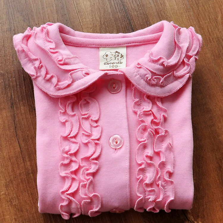 Блузка для девочек, новая детская рубашка с длинными рукавами на весну и осень, джемпер, хлопковая кружевная рубашка, рубашка принцессы