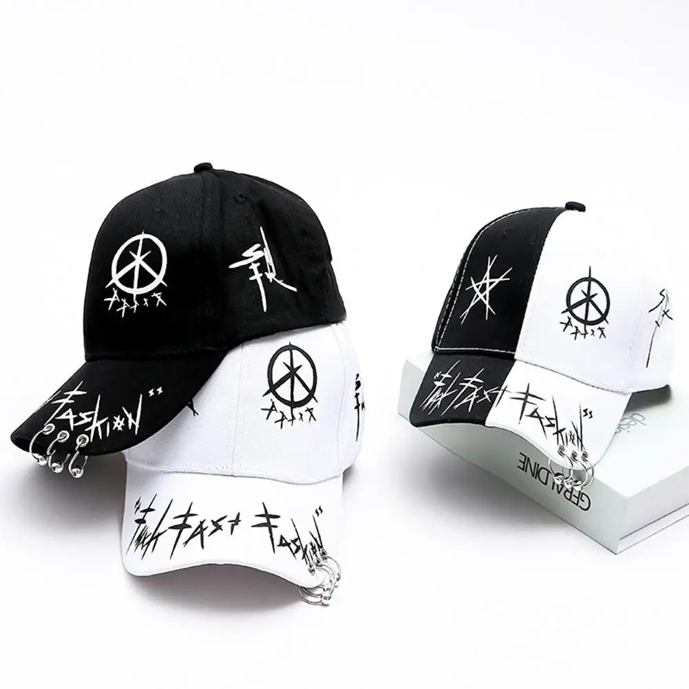 

HobbyLane Men Women Baseball Cap with Ring Hip Hop Fashion Pattern Hat
