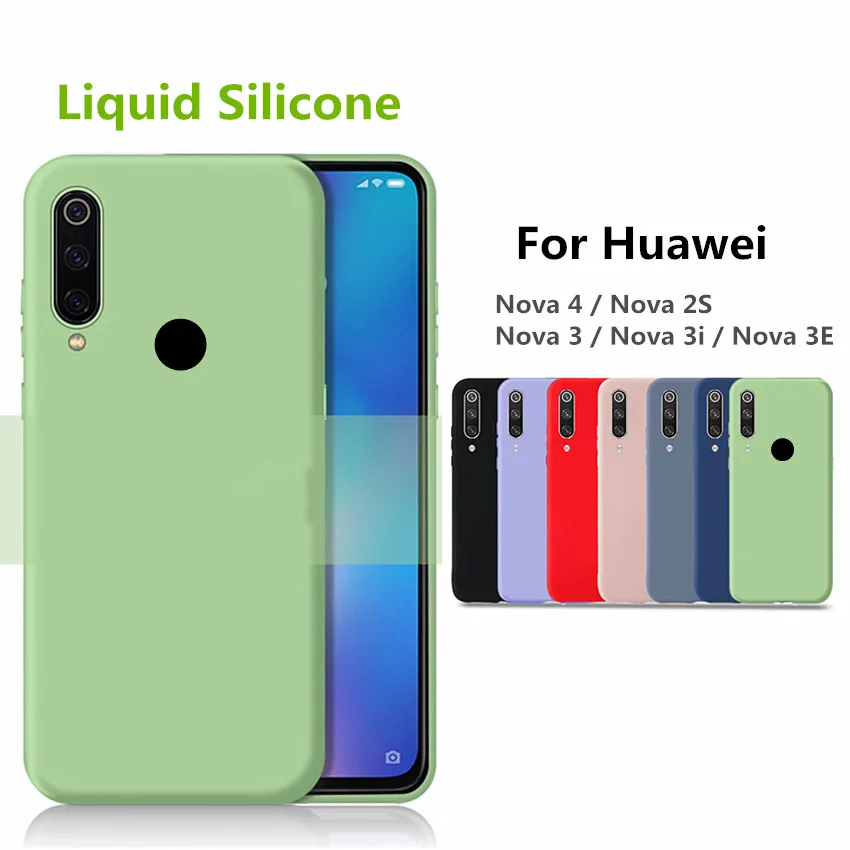 

For Huawei Nova 4 Case nova3i P Smart Plus Liquid Soft Silicon case 360 Full protective Cover For Nova 3i Nova 3 Nova 2S 3E 2019