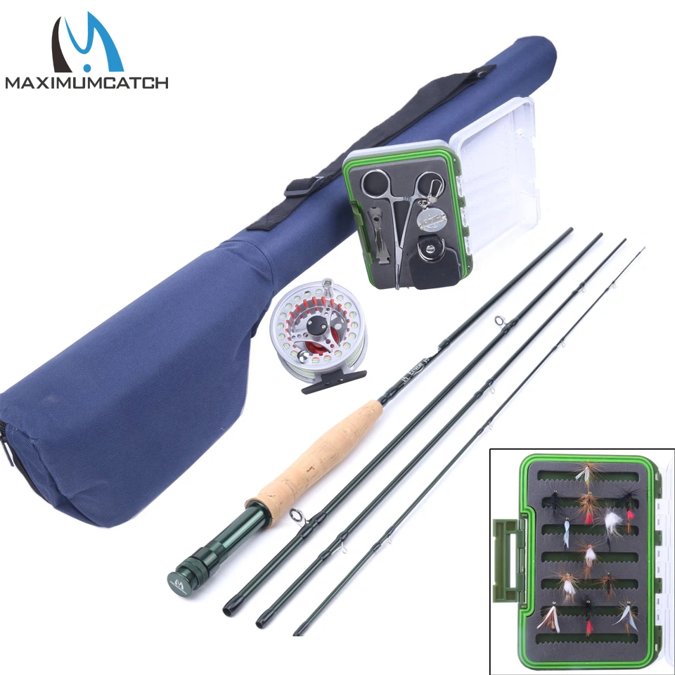 Maximumcatch 9FT 5WT Fly Rod &Fly Reel Combo Fly Fishing Rod Line Backing Flies Box Loop Tapered Leader Fishing Outfit