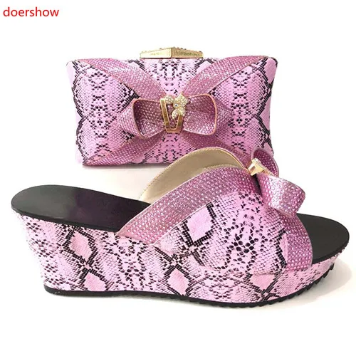 

doershow pink Shoes and Bag Set Matching Shoe and Bag Set African Party Nigerian Women Shoe and Bag Set To Match for lady!KL1-18